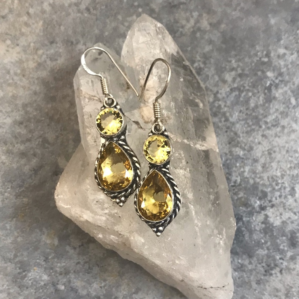 Vintage Citrine Statement Earrings